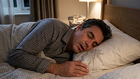 A man Drooling while sleeping