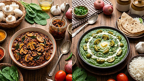 Mushroom Pickle and Mushroom palak