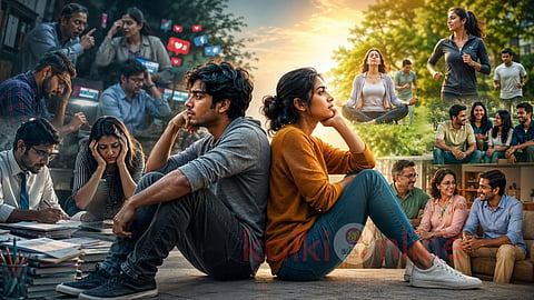 young boy and girl and others in mental stress