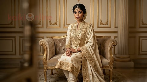 A women wearing beautiful pakistani suite|பாகிஸ்தானி சூட்