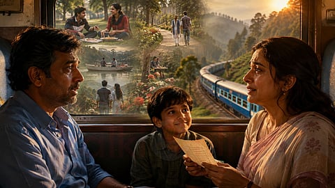 காதல் கதை | couple with child travel in train