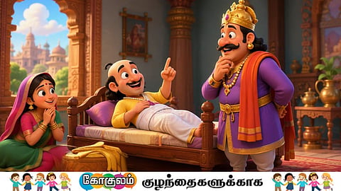 தெனாலிராமன் | Tenaliraman, his wife, and the king.