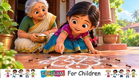 Tamil kolam and the practice of feeding ants.