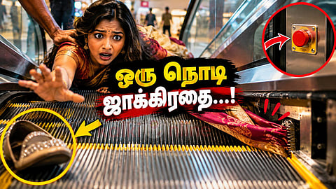 நகரும் படிக்கட்டு Escalator safety tips