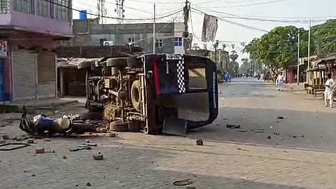 Police vehicles that were vandalised