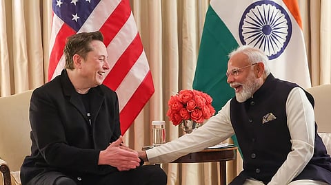 Prime Minister Narendra Modi with Elon Musk.