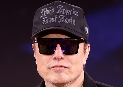 Elon Musk speaking at an event in National Harbor, Maryland, February 21, 2025.