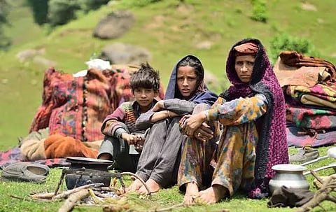 A representative photo of a nomadic family of Gujjar and Bakerwal in Jammu and Kashmir.