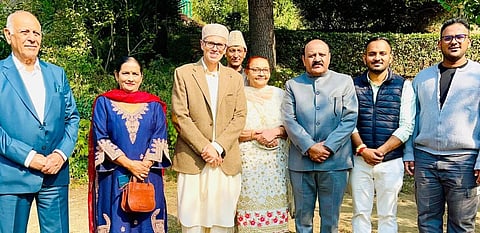 J&K Chief Minister Omar Abdullah and DyCM Surinder Choudhary after the latter called on the former with a deputation in Srinagar. 