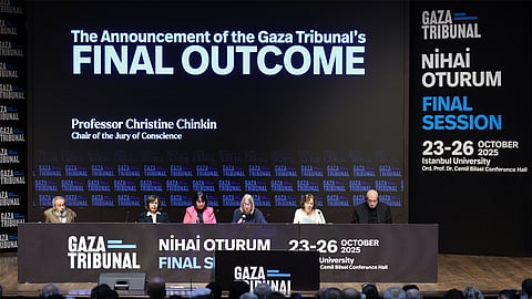Announcement of the Gaza Tribunal being made in Istanbul in Turkiye at the end of the session on Sunday, October 26, 2025