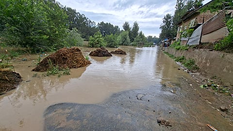 Floodwaters crossed the danger mark in September 2025, disrupting road connectivity in Shamsipora, Anantnag, South Kashmir.