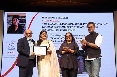 Journalist Nidhi Jamwal felicitated at the 15th National Laadli Media & Advertising Awards for Gender Sensitivity in Mumbai on Wednesday, November 19, 2025.