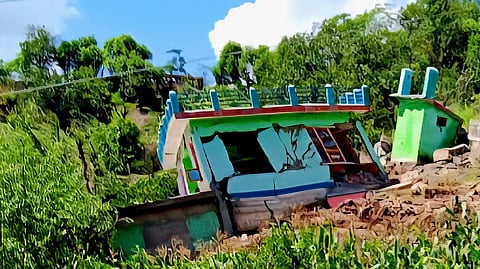 Collapsed house of Qamar Din in Sarh village of Reasi district in Jammu and Kashmir after land subsidence in September 2025.