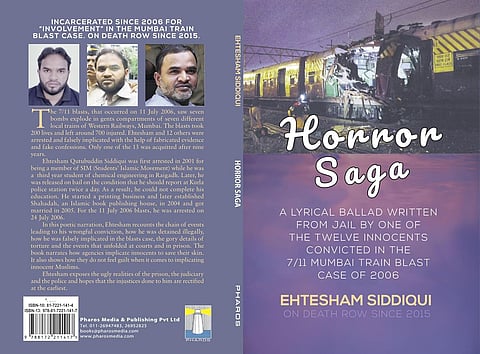 Facsimile of front and back cover of the book, "Horror Saga-A Lyrical Ballad Written From Jail" by Ehtesham Siddiqui.