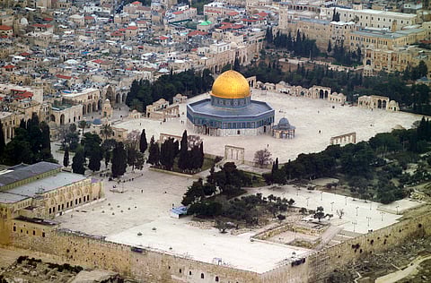 Aerial views of the Temple Mount and parts of the Old City of Jerusalem (2007).