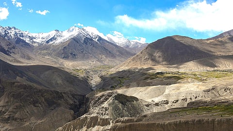 Khardung village (right), the namesake of the pass in Ladakh, India.