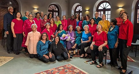 Group photo of Silver Songbirds of Bengaluru with the Sri Lankan choristers from Colombo after the concert on 12 April 2026. 