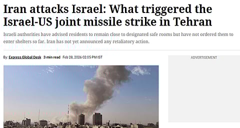 Screenshot of the Indian Express Newspaper’s news, taken by the authors on Apr 27, 2026.