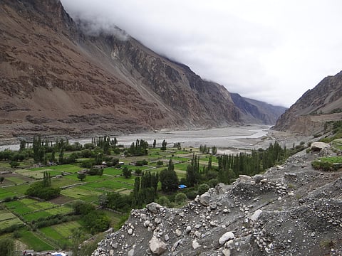 Turtuk, on the banks of the River Shyok, Ladakh. In 1971, India took this village from Pakistani control along with roughly three thousand of its people. Families were divided overnight, like spoils of war, across the Line of Control. The River runs through Turtuk, indifferent to the Line of Control. The water crosses the borders that the people cannot.