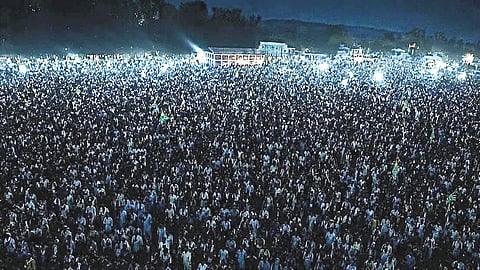 A scene of people gathered at Rawalakot on Wednesday night, 24 June 2026.