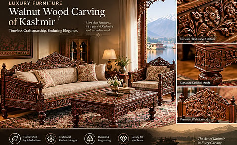 Luxury furniture of walnut wood carving from Kashmir. Image is representational.