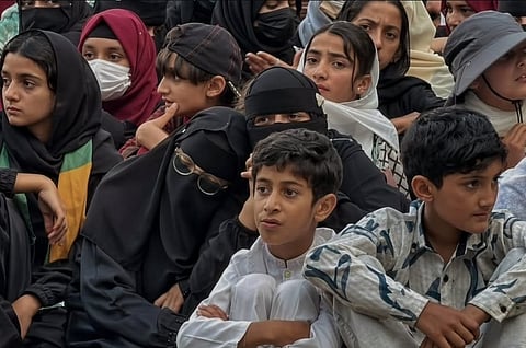 Protestors staging a sit-in as part of the complete lockdown on Saturday, October 10, 2026, in Poonch division of Pakistan administered Jammu and Kashmir since October 4, 2026.