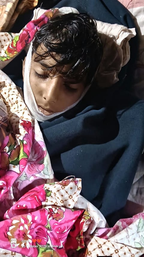Body of 6-year old child Shayan Azhar killed in alleged police firing in Bagh, Pakistan administered Jammu and Kashmir on Sunday, October 25, 2026 while protests intensified by Jammu and Kashmir Joint Awami Action Committee continue.