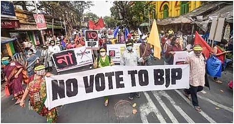 A file photo of protest ‘No Vote to BJP’ in India. Photo/Open Source
