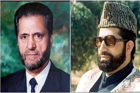 Assassinated APHC leaders, Mirwaiz Moulvi Mohammad Farooq (Right) and J&K People’s Conference founder chairman Abdul Ghani Lone (Left). Photo/Mirwaiz Manzil
