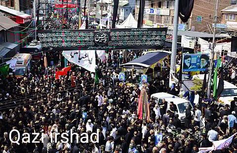 A file photo of Muharram procession taken out in Srinagar on Wednesday, July 17, 2024. KT Photo/Qazi Irshad
