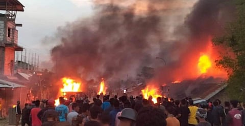 File photo of violence in Manipur. Though the reason for the arrests has not been made public, it could be related to the recent ethnic violence between the Kuki and the Meitei groups in the state. Photo: Twitter/@MangteC
