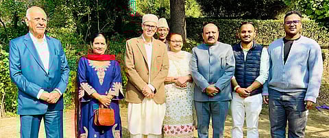 J&K Chief Minister Omar Abdullah and DyCM Surinder Choudhary after the latter called on the former with a deputation in Srinagar. Photo/X @JKNC

