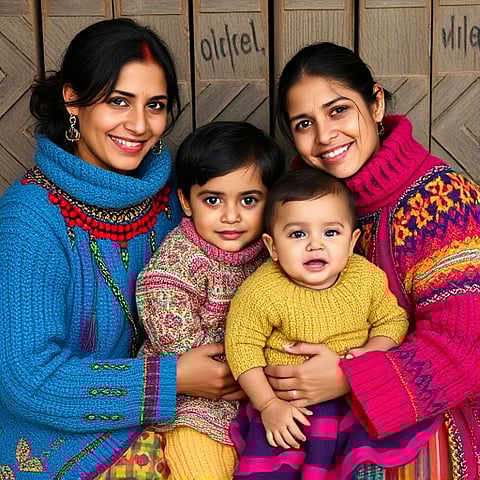 Hand-knit woollen sweaters of varied colours. Image Credit: Created using https://deepai.org
