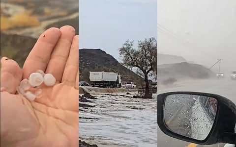 شرق الإمارات يشهد هطول أمطار غزيرة وبرد وفيضانات الأودية في آخر أيام ذروة الصيف