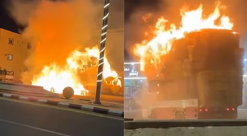 بطولة حقيقية: سعودي يبعد شاحنة ملتهبة عن محطة وقود