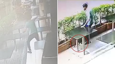 لقطات شاشة من كاميرات المراقبة تُظهر رجلاً يُسيء معاملة القطط. تصوير: لاريب أنور