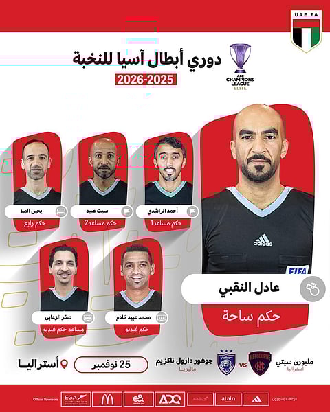 طاقم تحكيم إماراتي دولي في دوري أبطال آسيا للنخبة