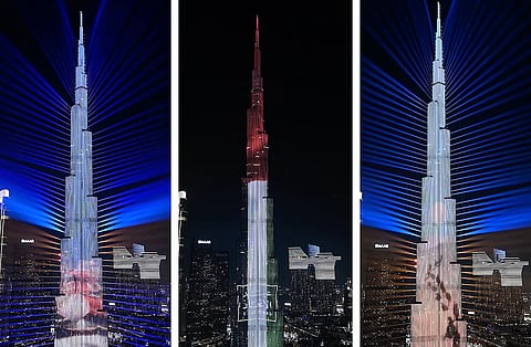عرض ضوئي مبهر يروي مسيرة الإمارات على برج خليفة