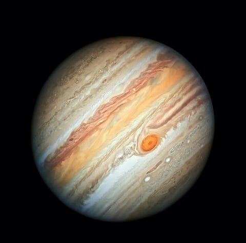 المشتري، التقطت من تلسكوب هابل الفضائي في 27 يونيو 2019