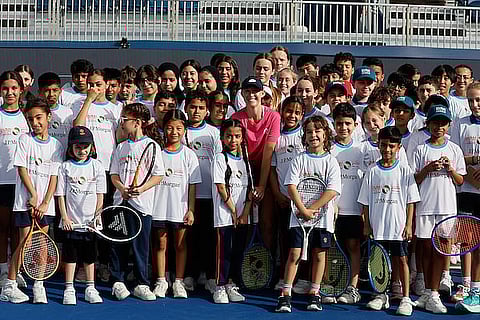 يوم أطفال جي بي مورغان خلال مباراة التصفيات لبطولة سوق دبي الحرة للتنس للسيدات في 15 فبراير 2026.