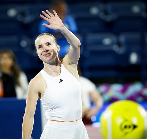 إيلينا سفيتولينا تحتفل بفوزها. 