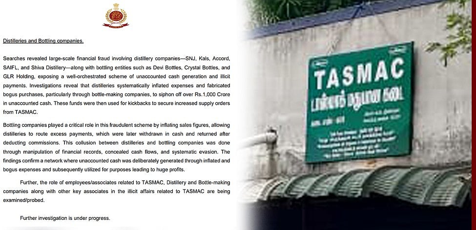 டாஸ்மாக்கில் ரூ. 1,000 கோடிக்கு மேல் முறைகேடு: அமலாக்கத் துறை