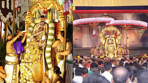 திருப்பதி பிரம்மோற்சவம்: சிம்ம வாகனத்தில் எழுந்தருளிய மலையப்ப சுவாமி | Tirupathi | 