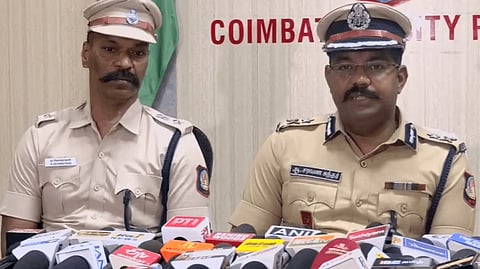 கோவையில் செய்தியாளர்களைச் சந்தித்த மாநகர காவல் ஆணையர் சரவண சுந்தர்