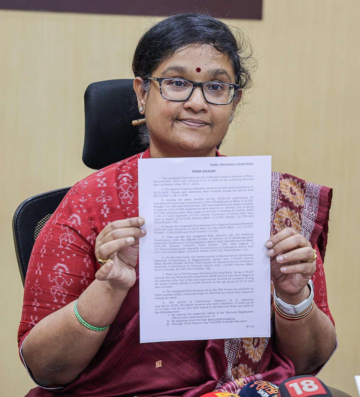 தமிழ்நாட்டில் வாக்களிக்க வெளிமாநிலத்தவர்கள் 869 பேர் விண்ணப்பம்: தேர்தல் அதிகாரி அர்ச்சனா பட்நாயக் | S.I.R |