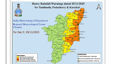 நவ. 29 அன்று 11 மாவட்டங்களுக்கு ஆரஞ்சு எச்சரிக்கை: வானிலை மையம்
