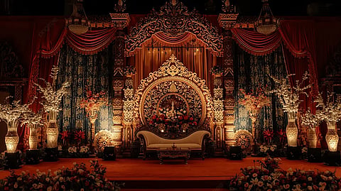 pngtree-lavish-wedding-stage-with-detailed-golden-patterns-luxurious-seating-red-drapes-image_20790147