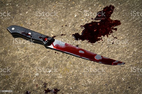 Knife covered in blood