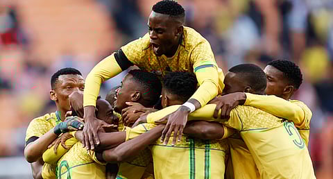 South African players celebrating after the victory 