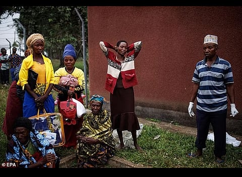 Families mourning at a mortuary where bodies of the victims were brought 